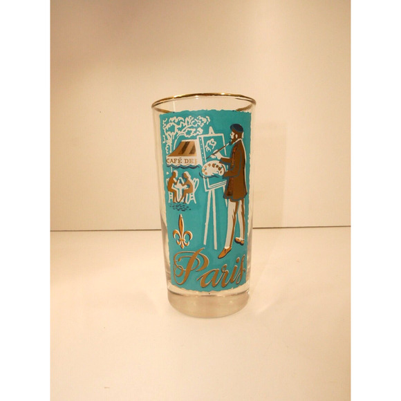 Vintage 12 Oz. Libbey Glass International Cities of the World Paris Gold Rim - Picture 2 of 6